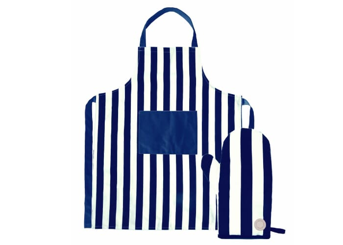 Ensemble promotionnel tablier et gant recyclés Aron Blanc / Bleu